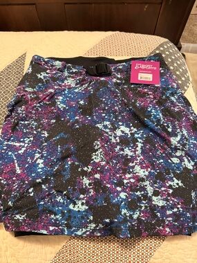 New! SkirtSports Galaxy Splatter Athletic Skort in Black, Blue & Purple